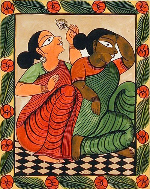 Women Portrait Kalighat Painting